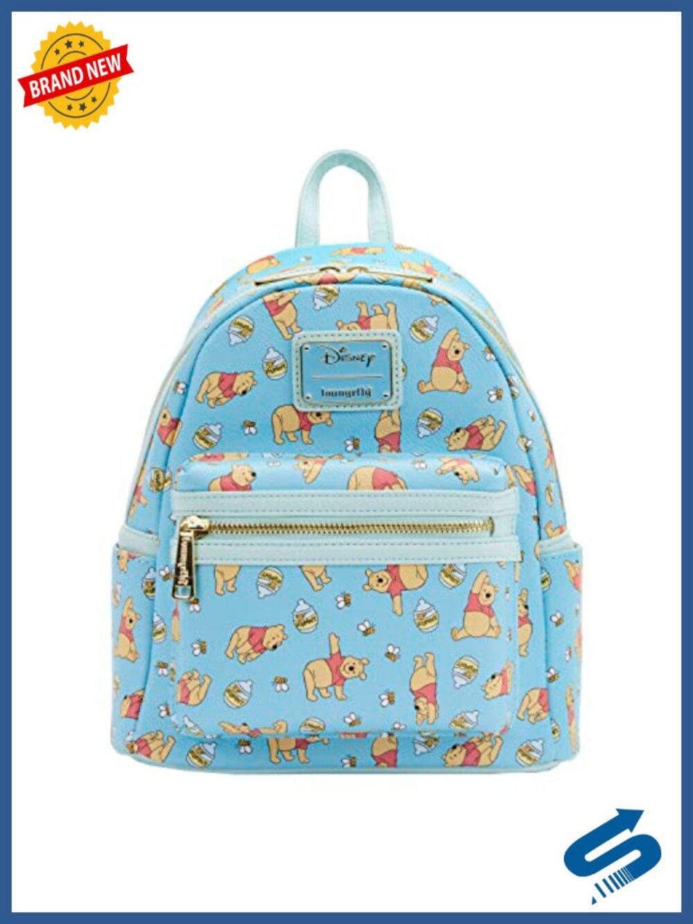 Disney Winnie the Pooh All Over Print Faux Leather Double Strap Shoulder Bag